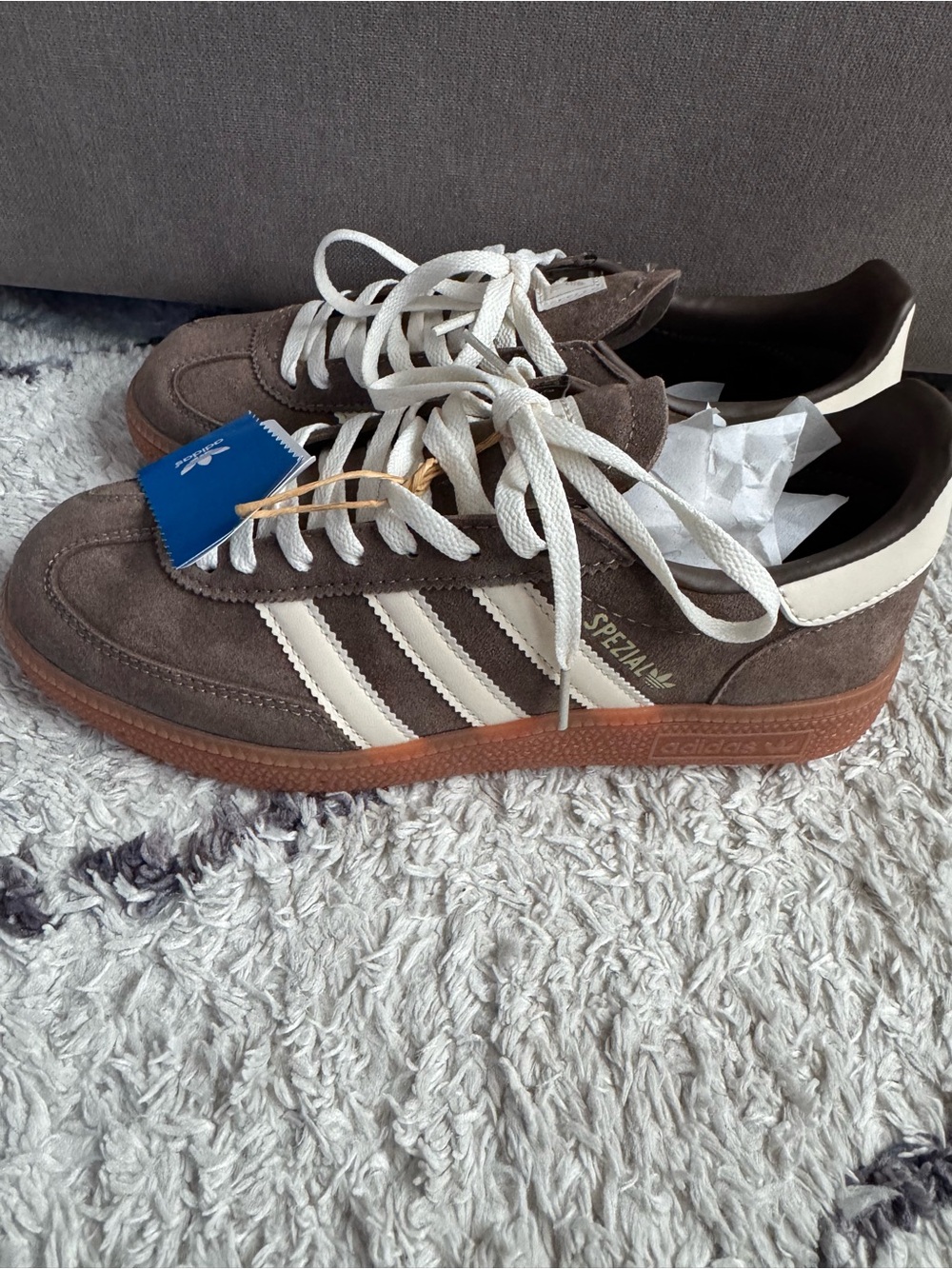 Adidas Spezial Suede Sneakers Brown & White with Gum Sole Men’s 5.5 Women’s 6.5 - Picture 1 of 5